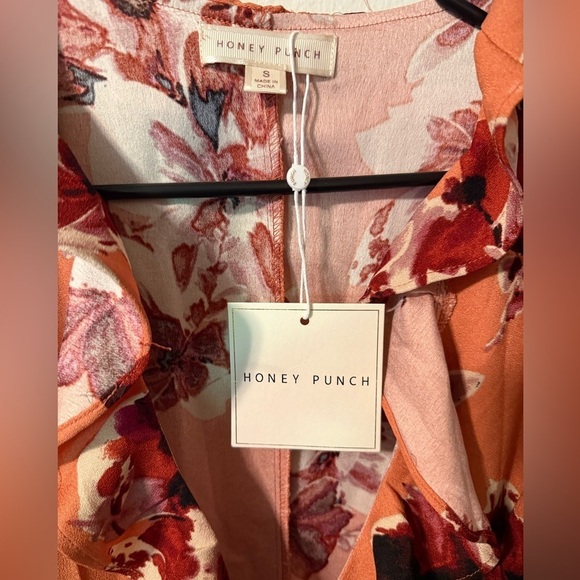 Honey Punch Orange Wrap Blouse with Ruffled Long Sleeves - Picture 3 of 4